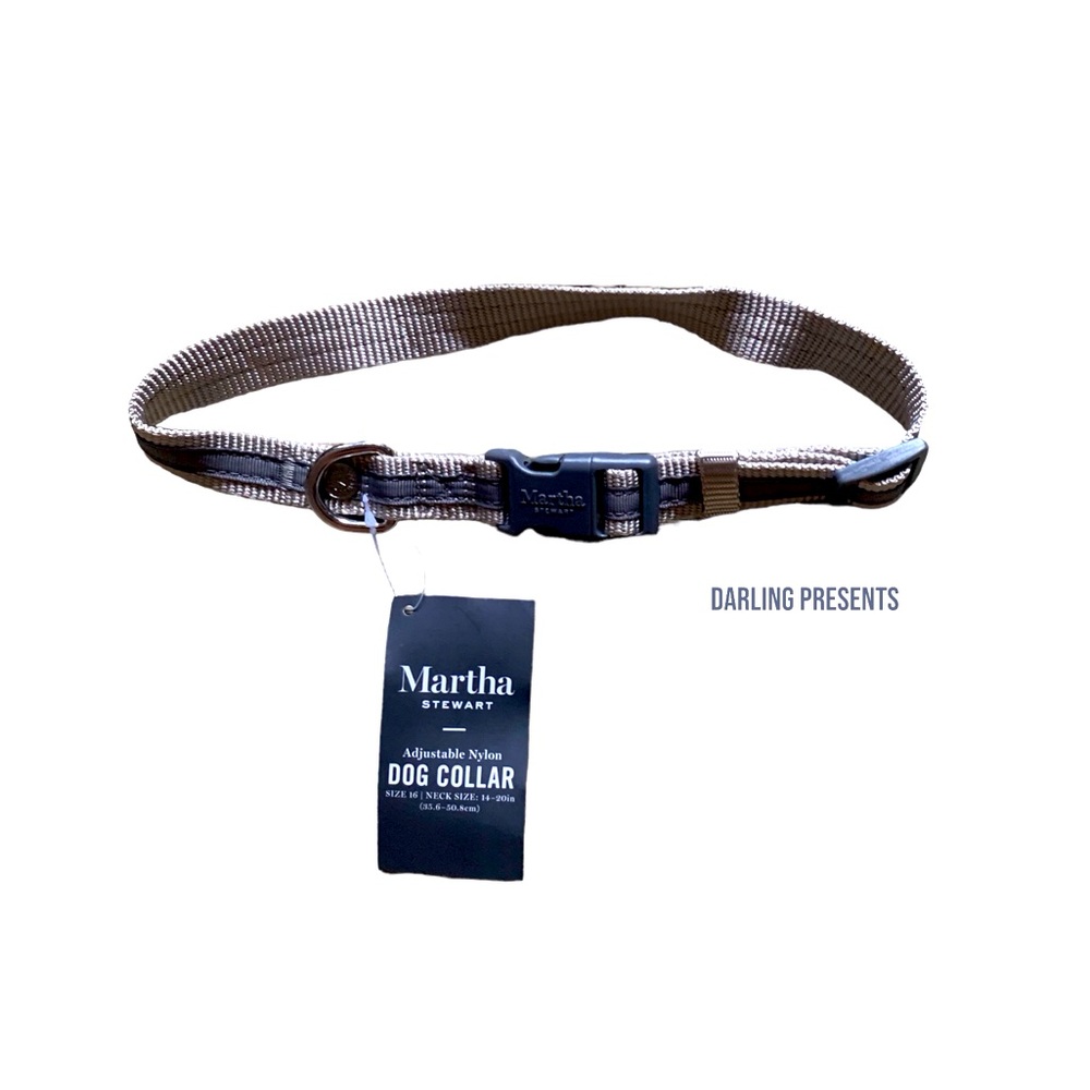 Martha Stewart Adjustable Nylon Collar Dog Color Bowtie Tan Size 16/M